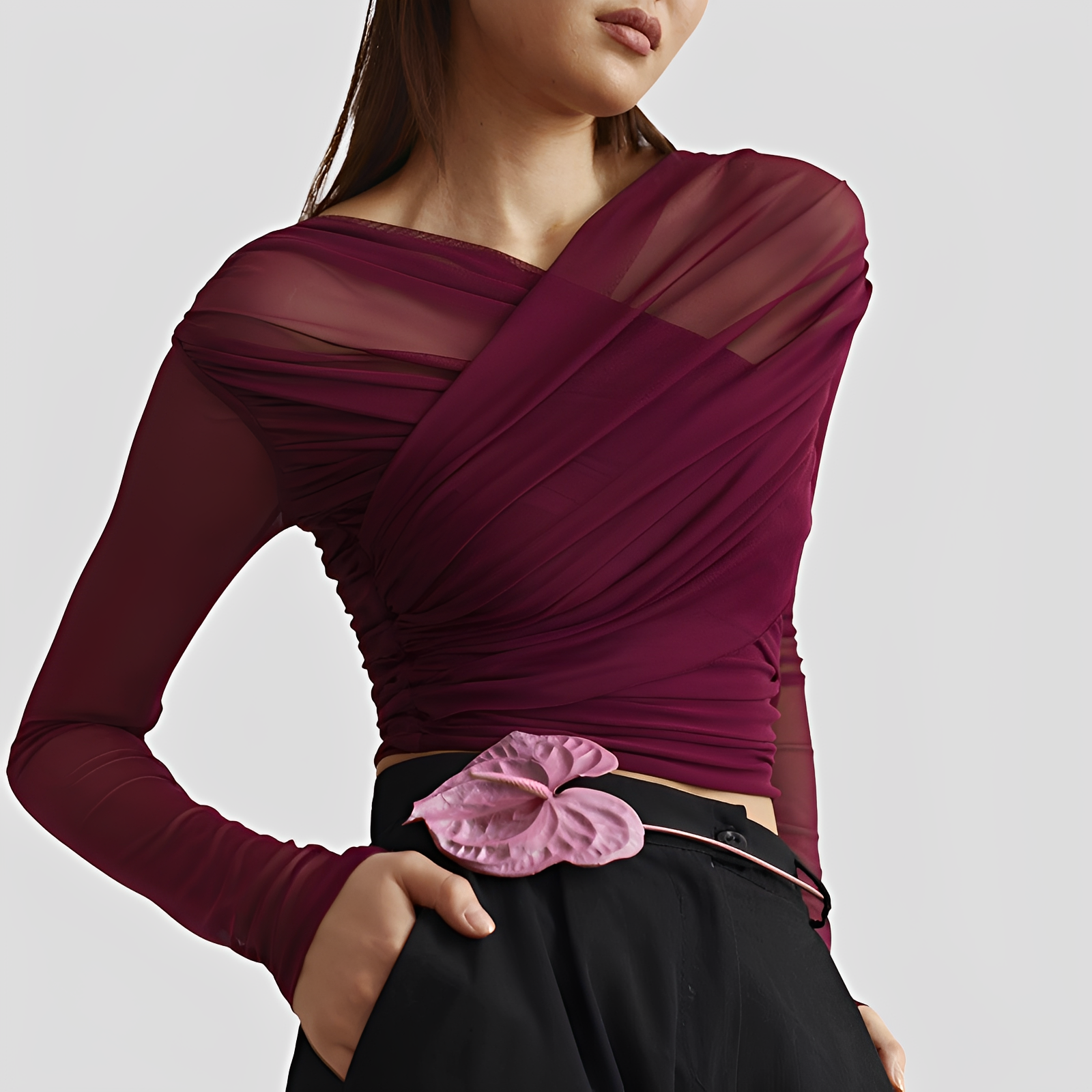 Cara - Elegante Langarmbluse mit Falten