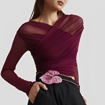 Cara - Elegante Langarmbluse mit Falten
