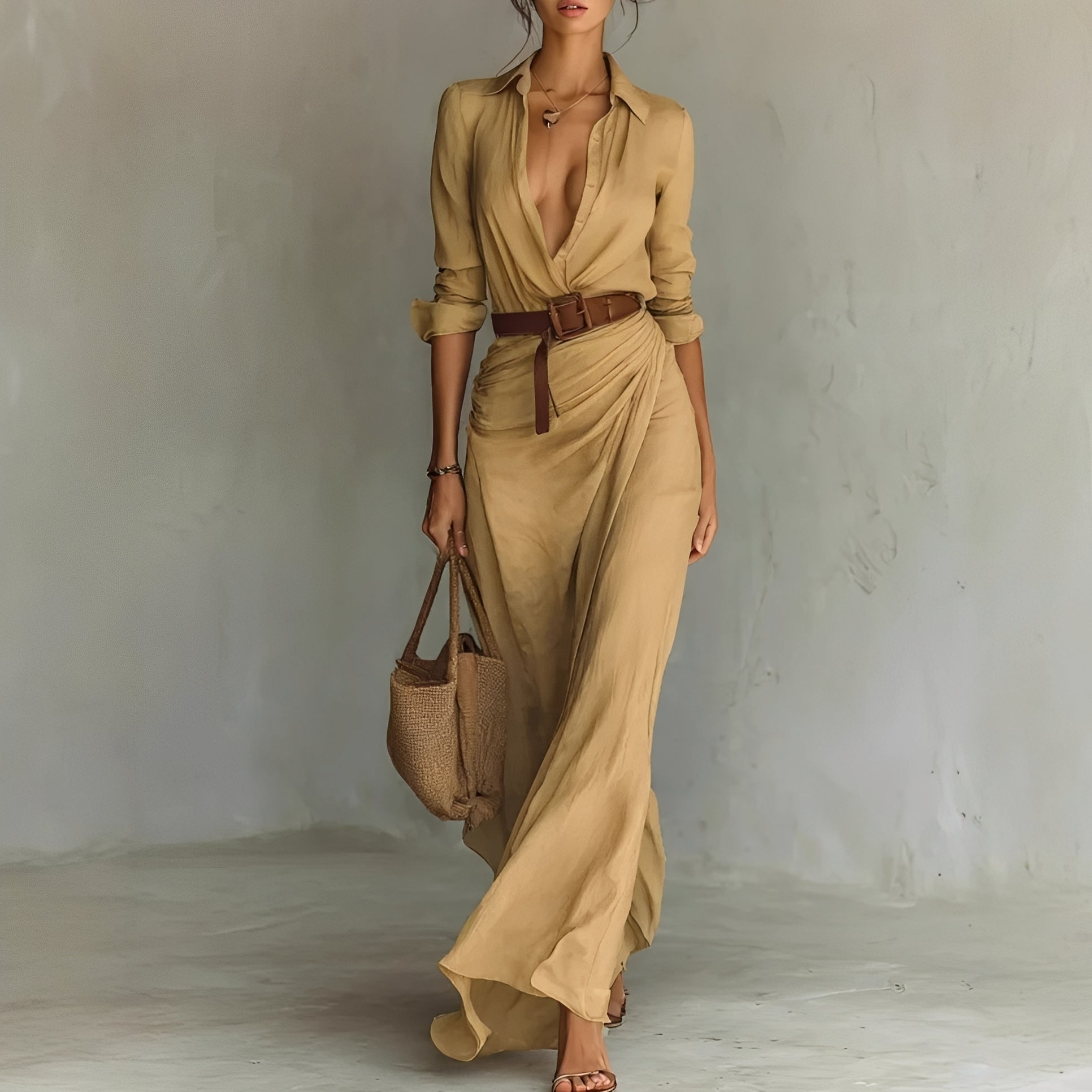 Hanny - Komfortables Maxikleid mit Gürtel