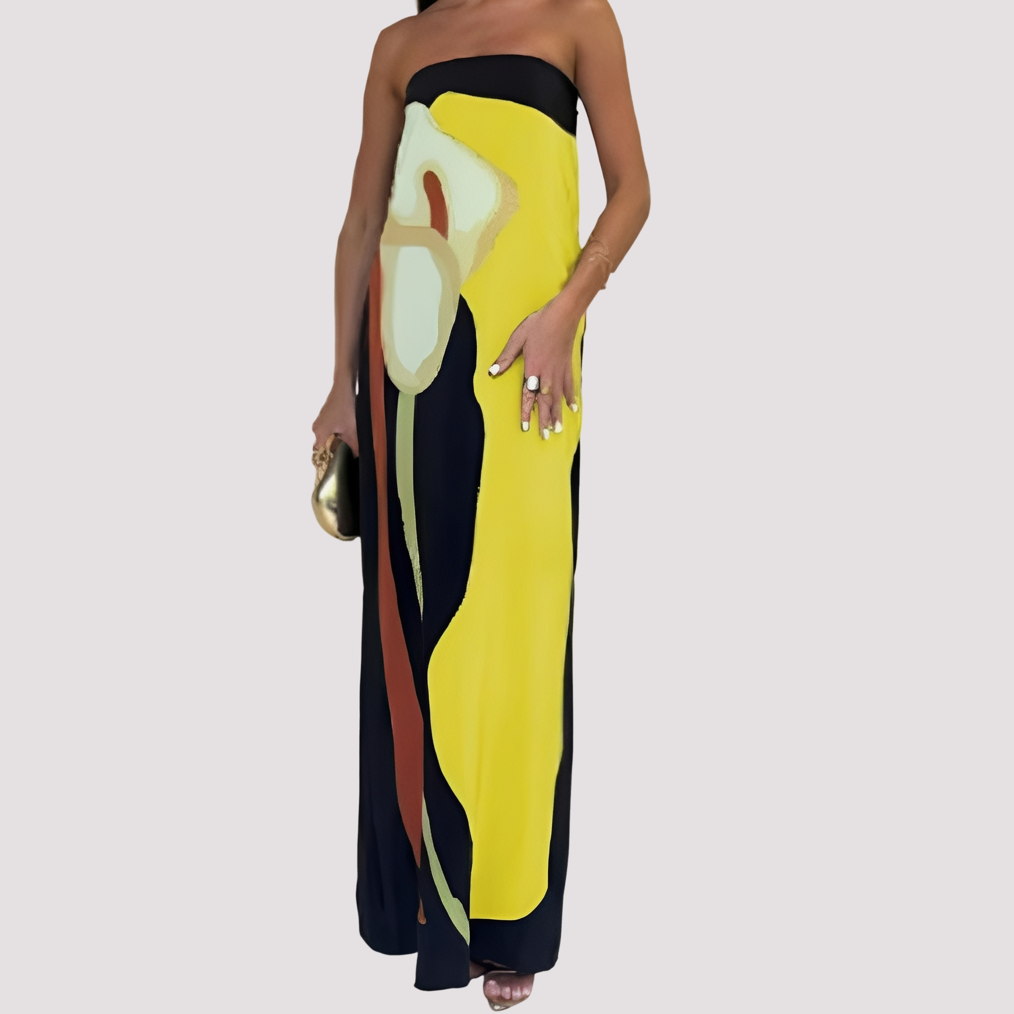 Samara - Elegantes schulterfreies Maxikleid