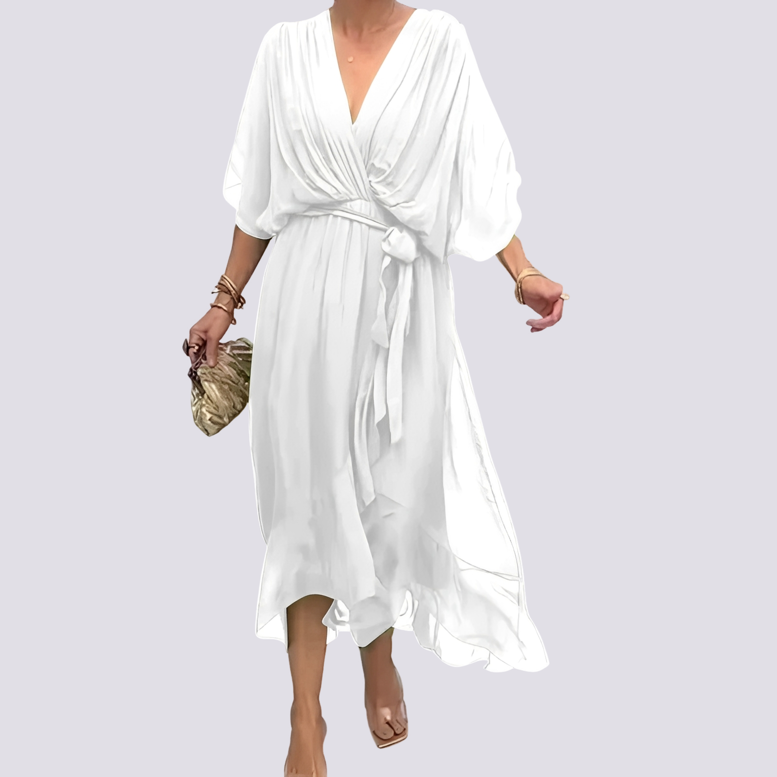 Jane - V-Ausschnitt-Kleid mit asymmetrischem Schnitt