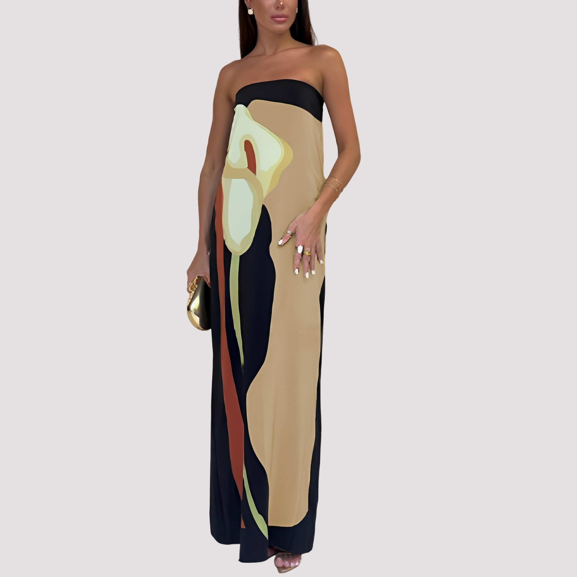 Samara - Elegantes schulterfreies Maxikleid