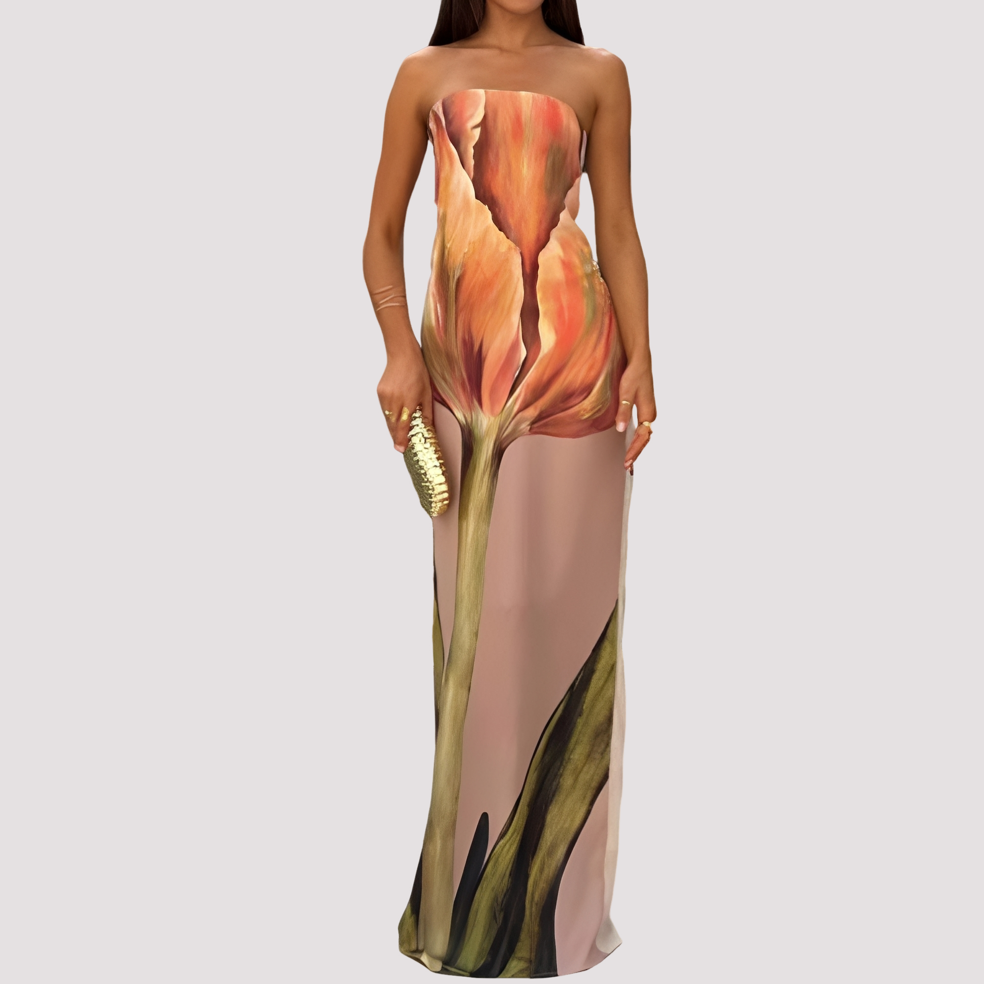 Samara - Elegantes schulterfreies Maxikleid