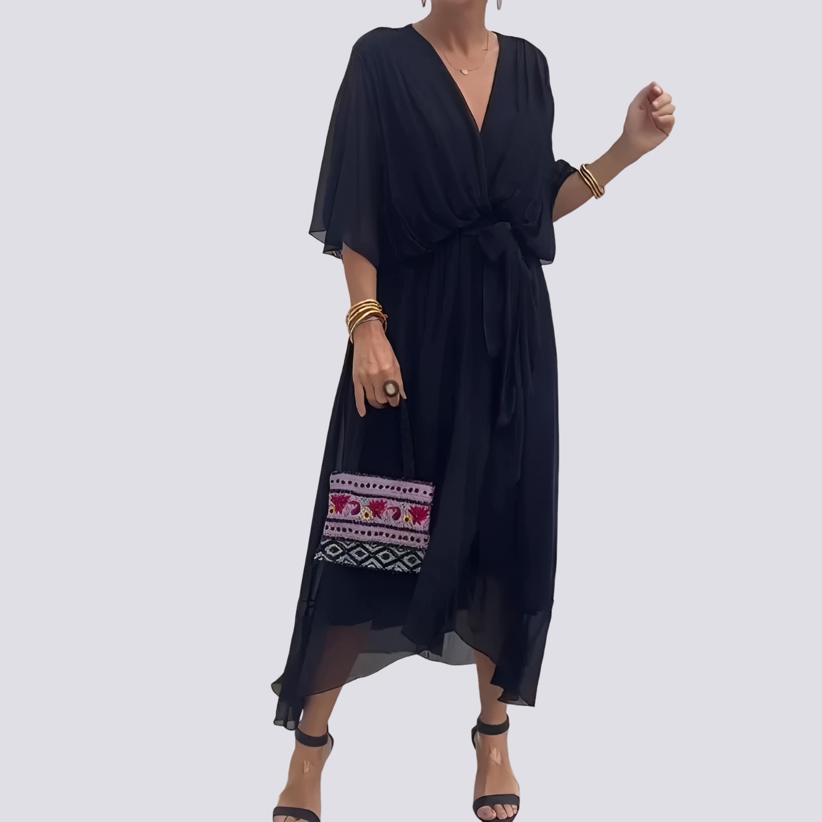 Jane - V-Ausschnitt-Kleid mit asymmetrischem Schnitt