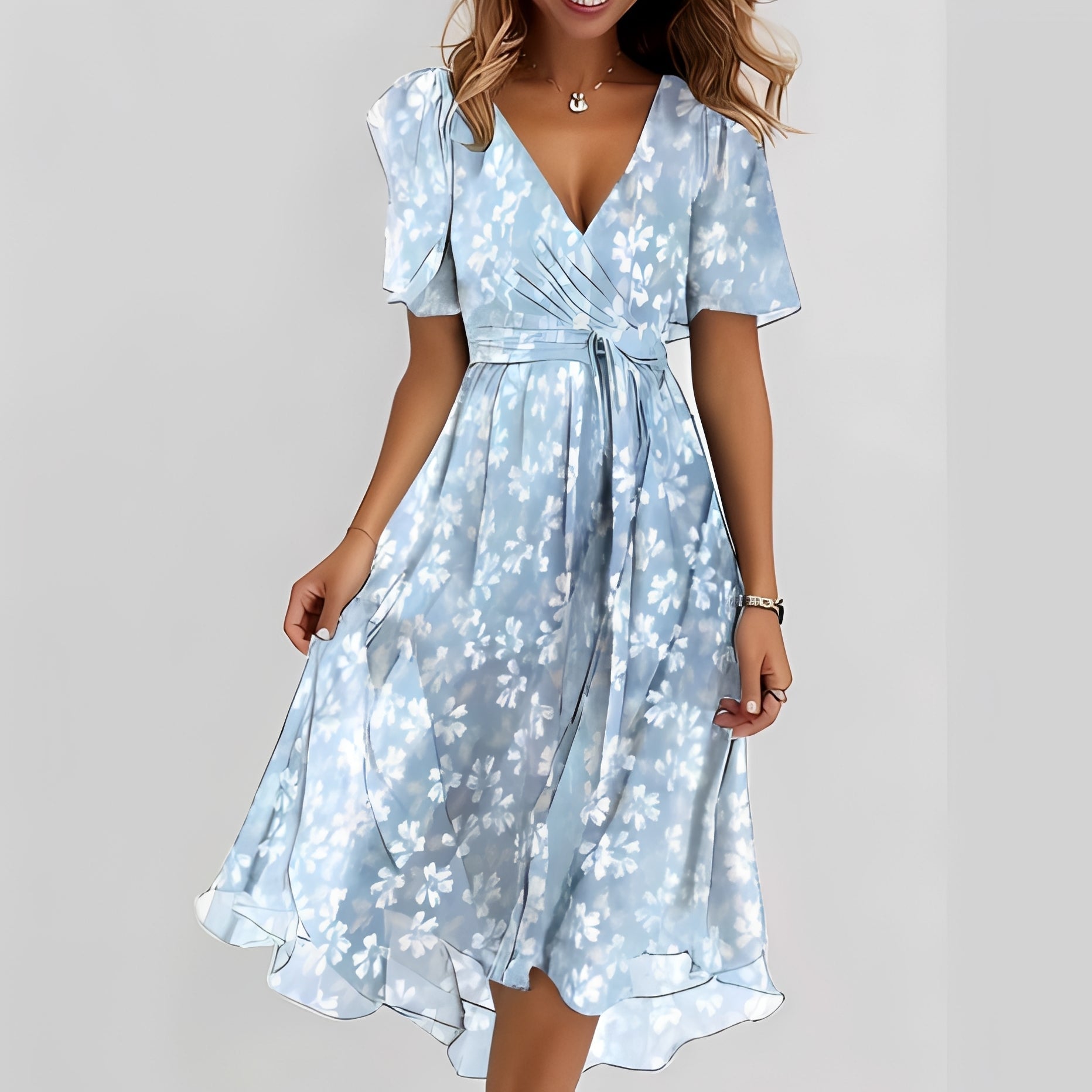 Emelia - Blumen-Chiffonkleid
