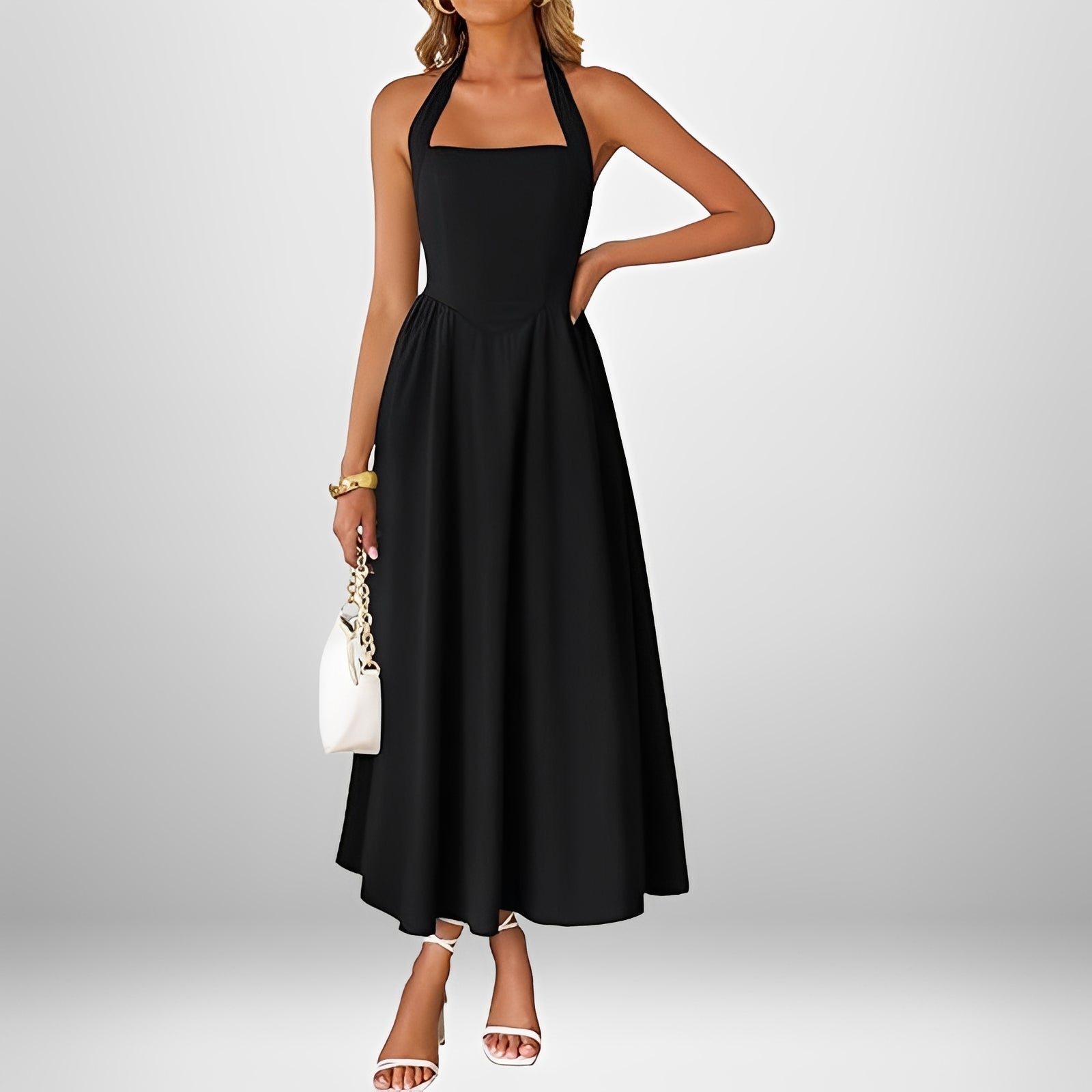 Joanna - Elegantes Neckholder-Midikleid