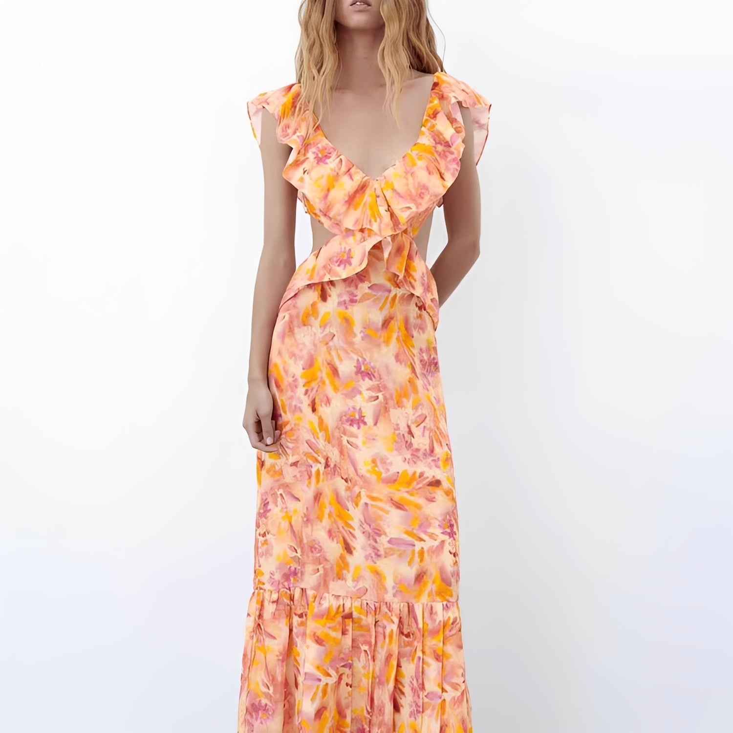 Hazel - Damenkleid mit Muster und Rüschen, elegant
