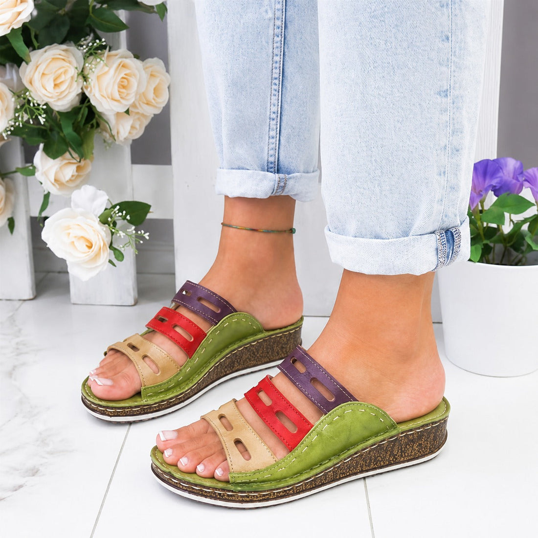 Christina - Farbenfrohe Freizeitsandalen
