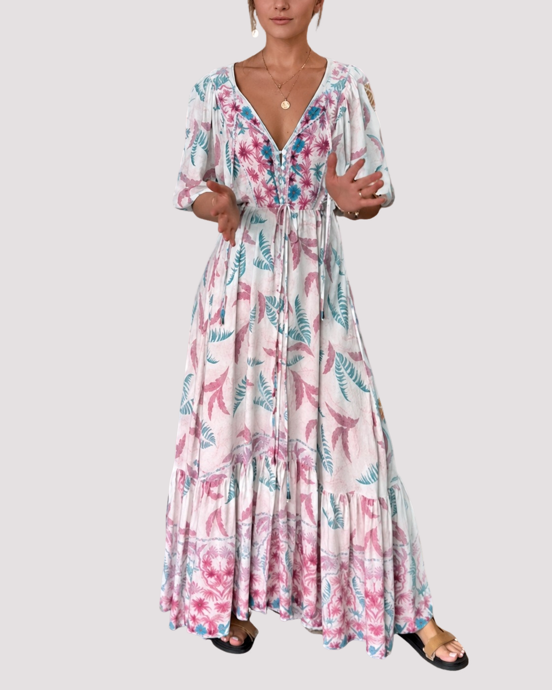 Ashley - Langes Maxikleid mit floralem Muster