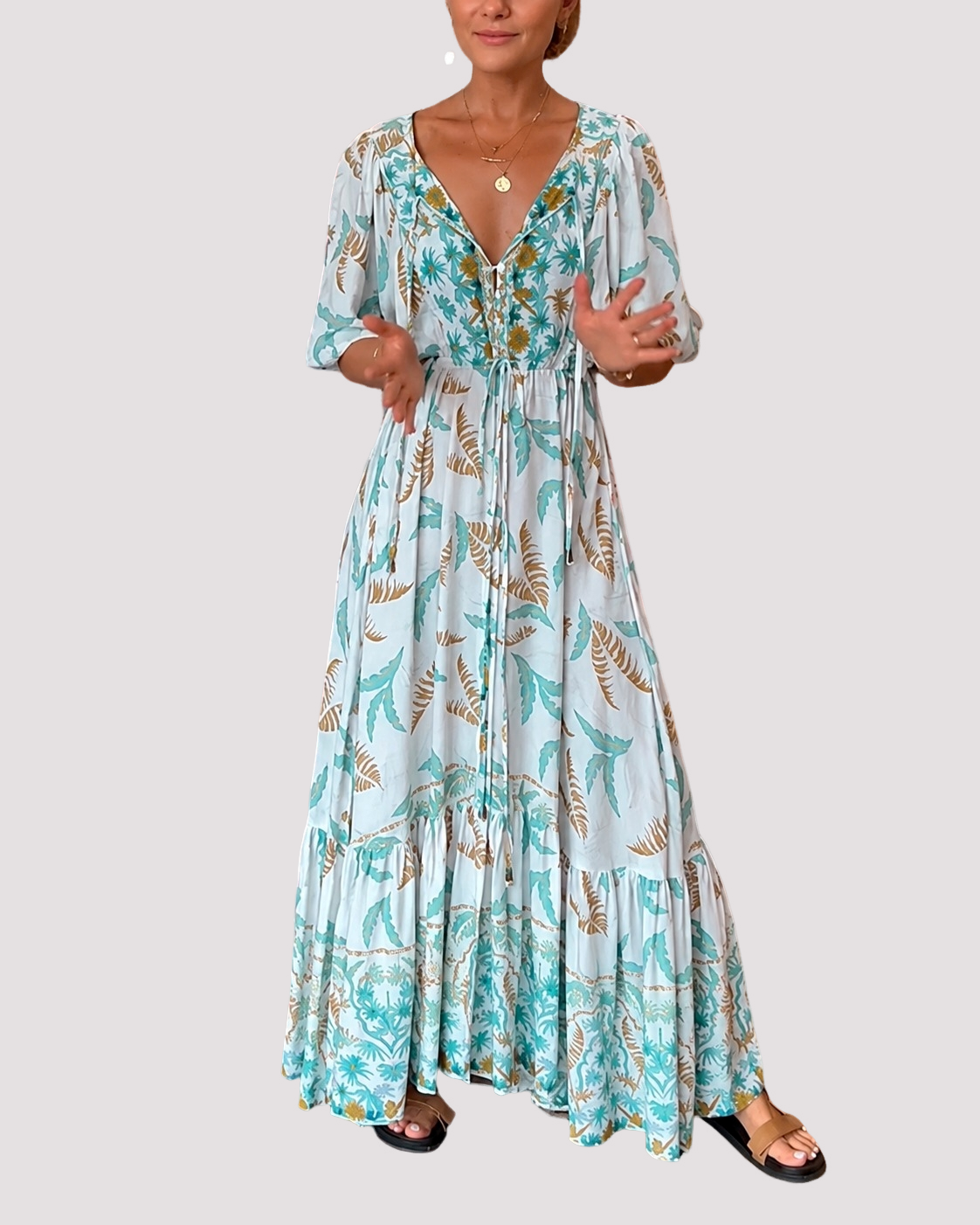 Ashley - Langes Maxikleid mit floralem Muster