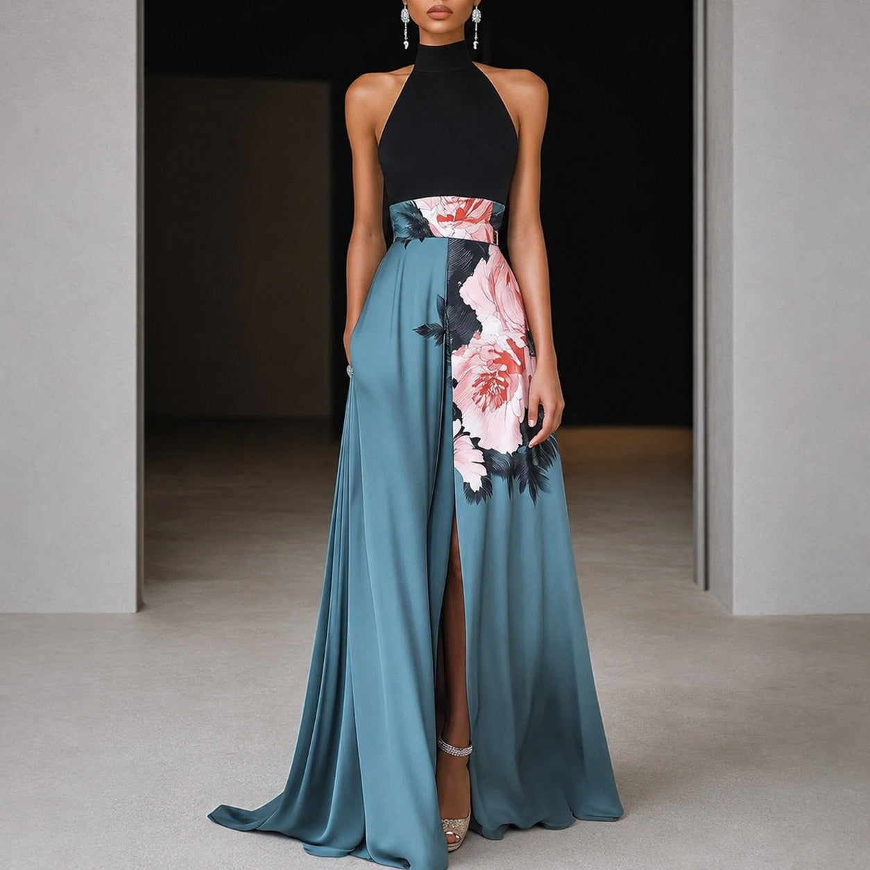 Annie - Ärmelloses Maxikleid mit Blumenmotiven