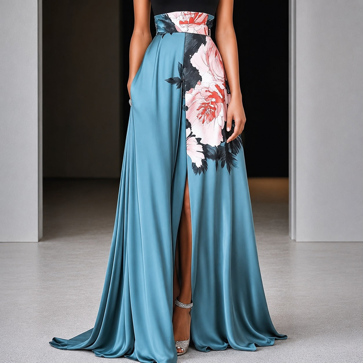 Annie - Ärmelloses Maxikleid mit Blumenmotiven