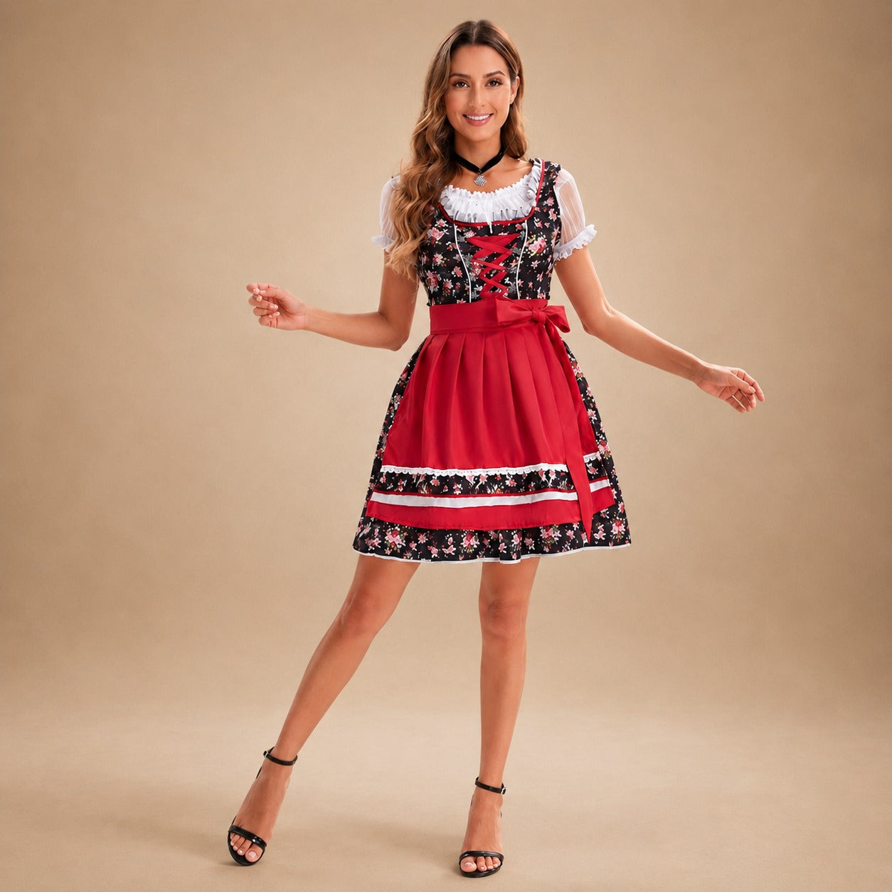 Angela - Elegantes Oktoberfestkleid mit Blumendekor