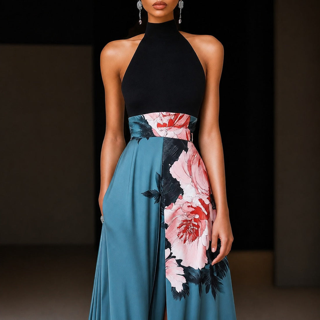Annie - Ärmelloses Maxikleid mit Blumenmotiven