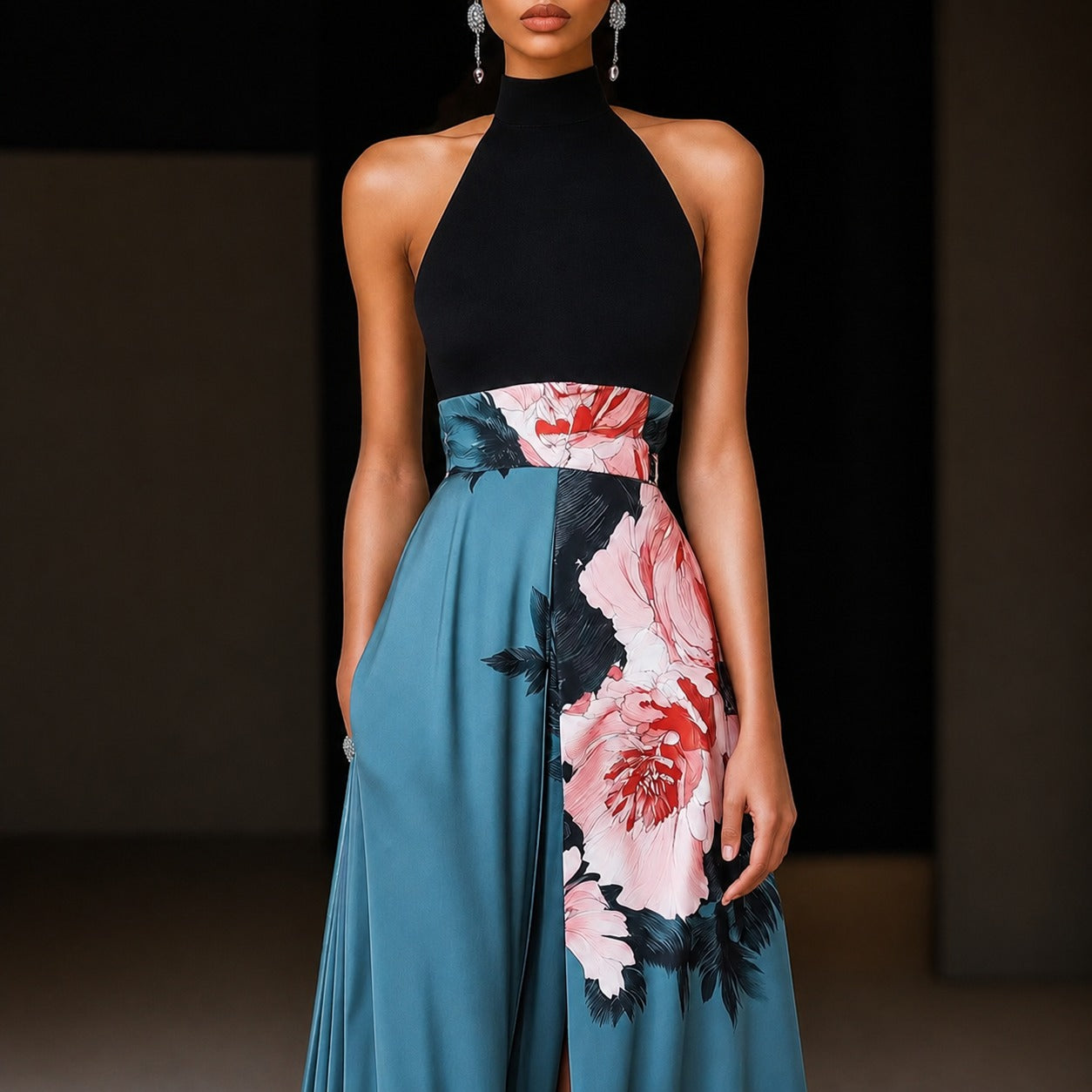 Annie - Ärmelloses Maxikleid mit Blumenmotiven