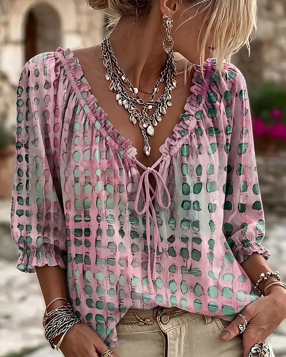 Candice - Trendige Bluse mit Punktemuster