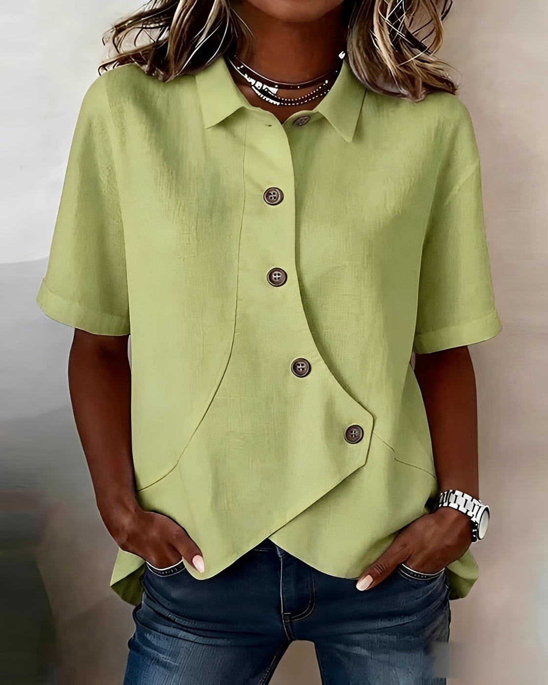 Mia - Bluse mit asymmetrischer Knopfleiste