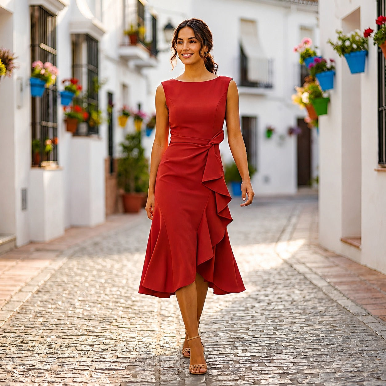 Jaiden - Elegantes Midikleid mit Raffungen