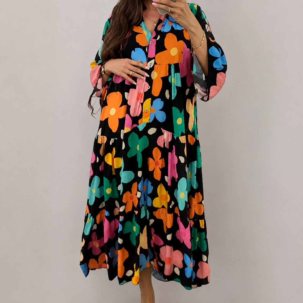 Alana - Bequemes farbenfrohes Kleid mit lässigem Schnitt