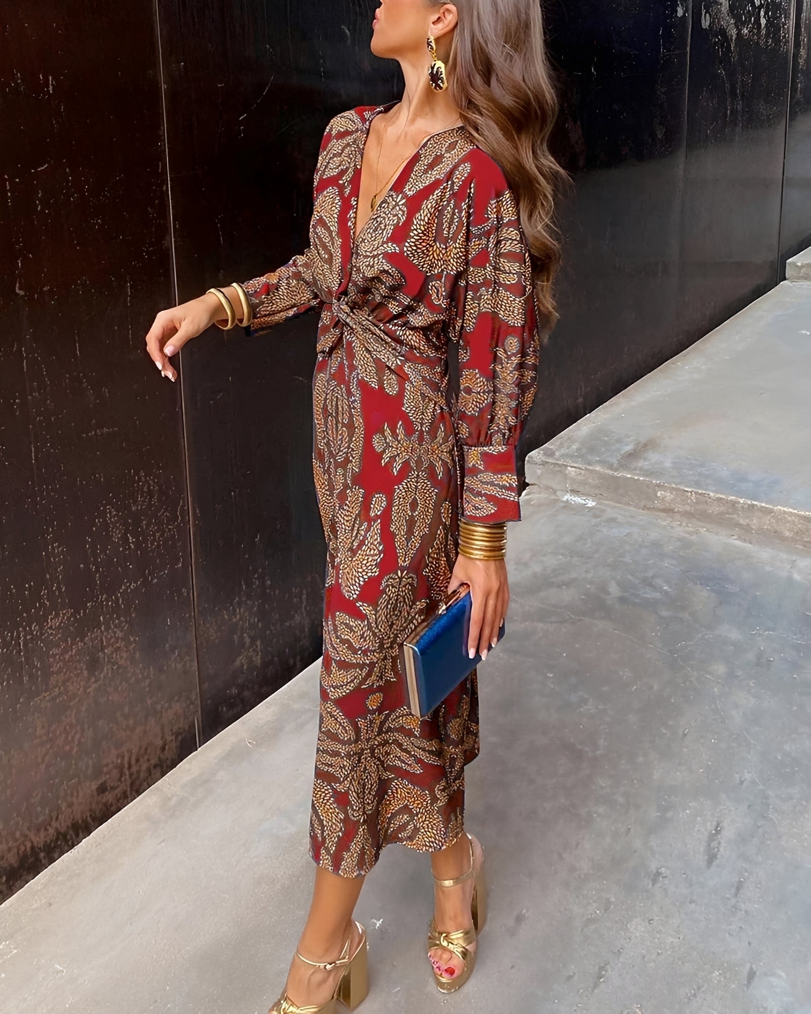Yahya - Langes Midikleid mit markantem Muster