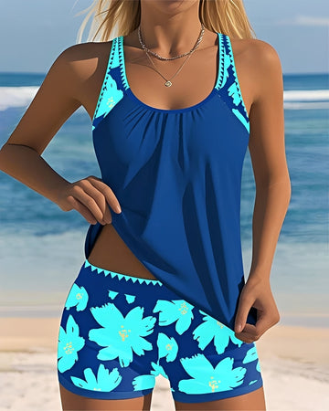 Mila - Tankini mit Blumenmuster und Rundhalsausschnitt
