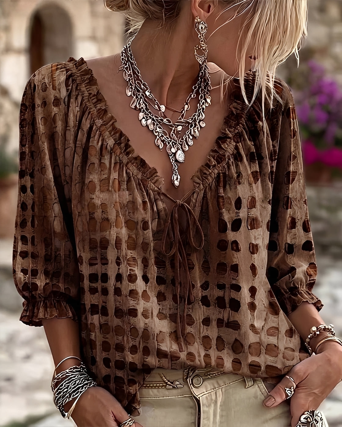 Candice - Trendige Bluse mit Punktemuster