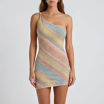 Kameron - Farbiges Minikleid mit One-Shoulder-Träger