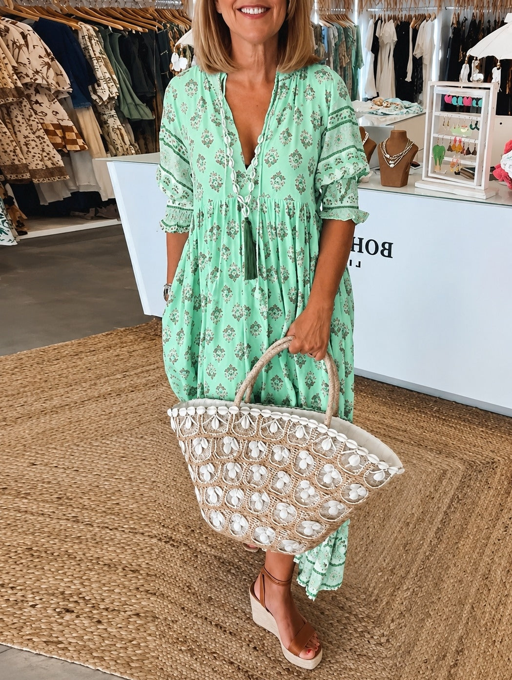 Casey - Weites Kleid mit halben Ärmeln