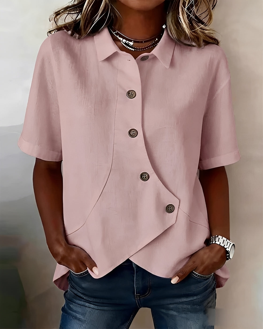 Mia - Bluse mit asymmetrischer Knopfleiste