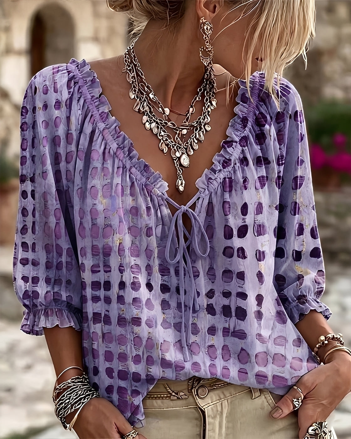 Candice - Trendige Bluse mit Punktemuster