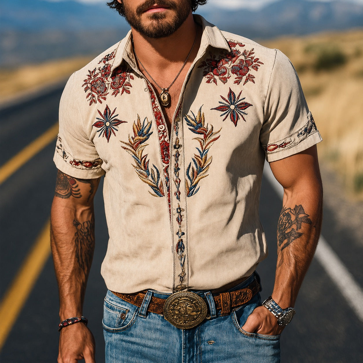 Marvin - Klassisches Shirt mit Stickereien