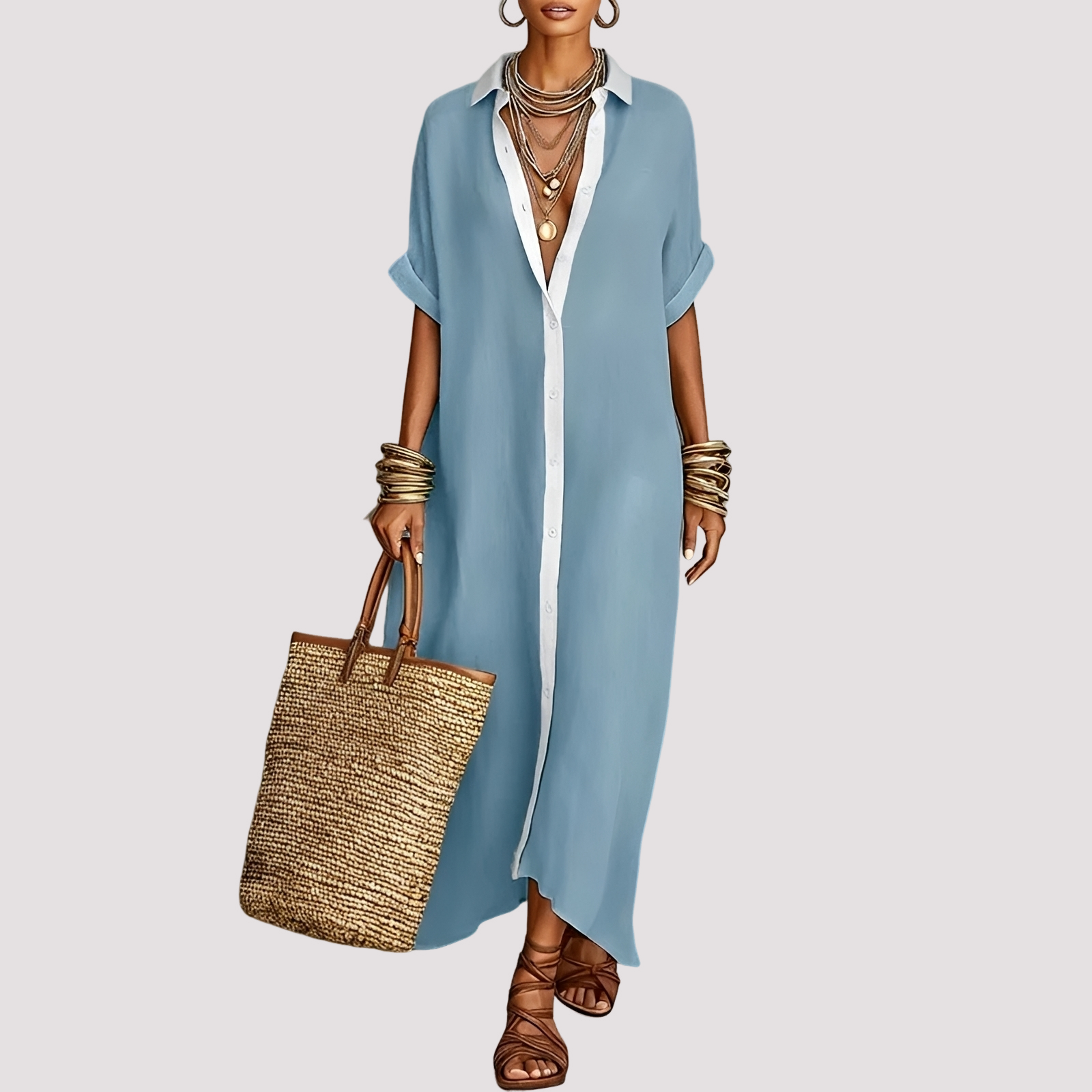 Talia - Lockeres Hemd-Kleid mit Knöpfen
