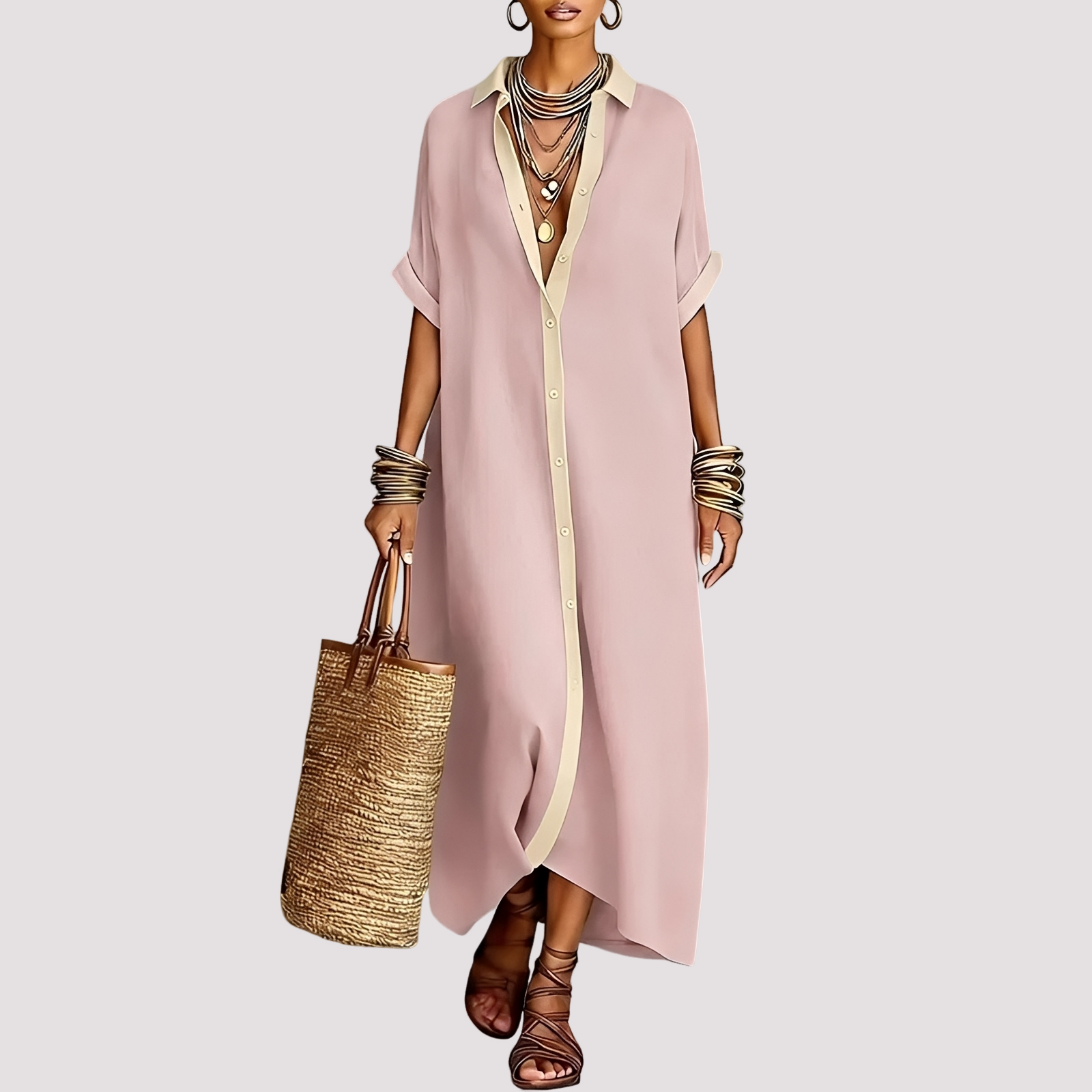 Talia - Lockeres Hemd-Kleid mit Knöpfen