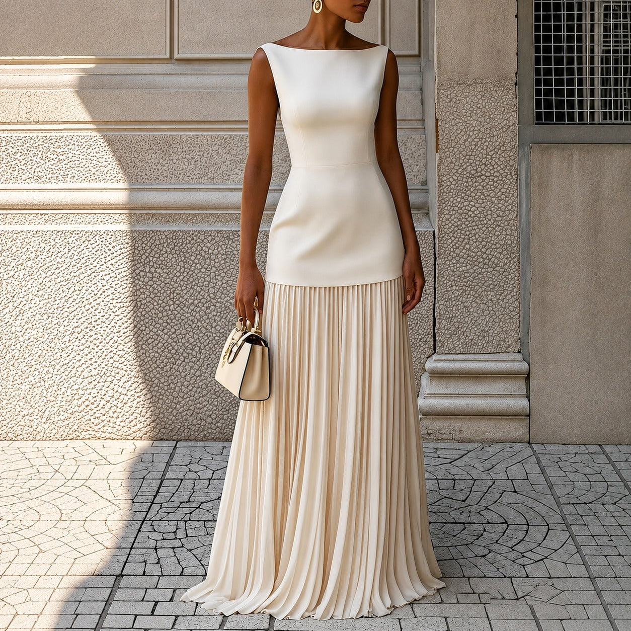 Alice - Schickes, tailliertes ärmelloses Maxikleid