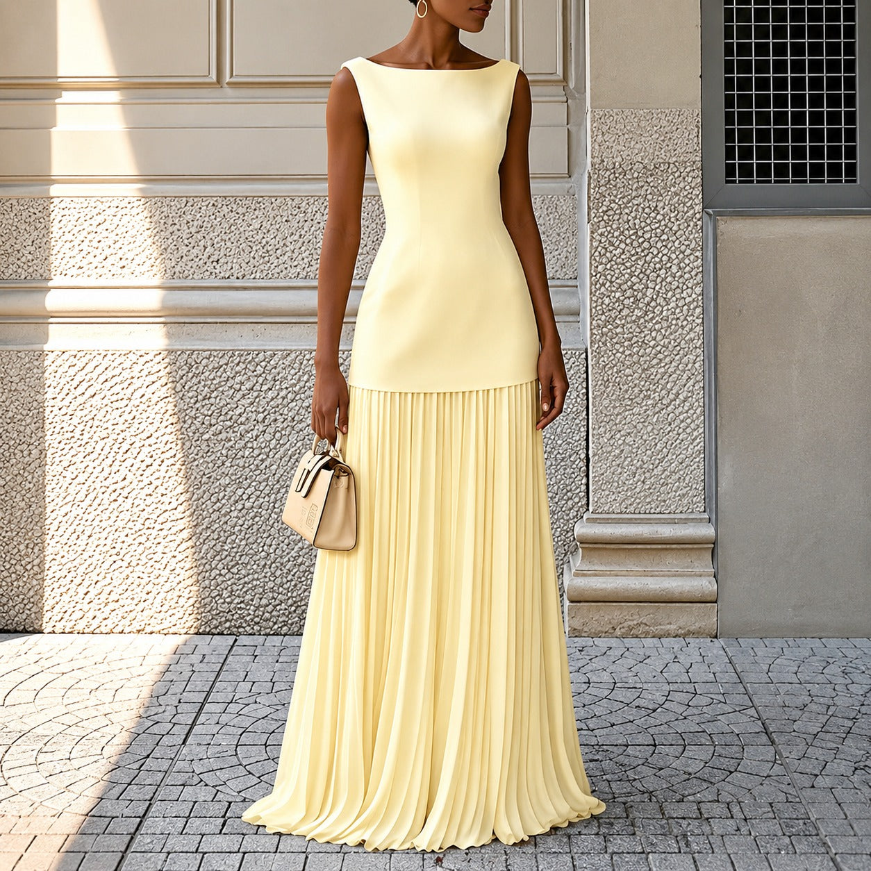 Alice - Schickes, tailliertes ärmelloses Maxikleid