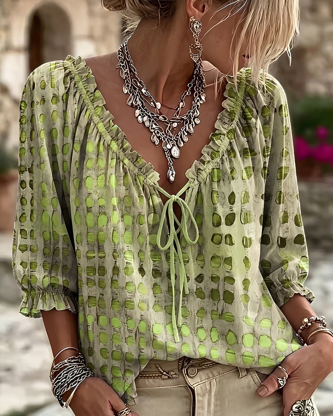 Candice - Trendige Bluse mit Punktemuster