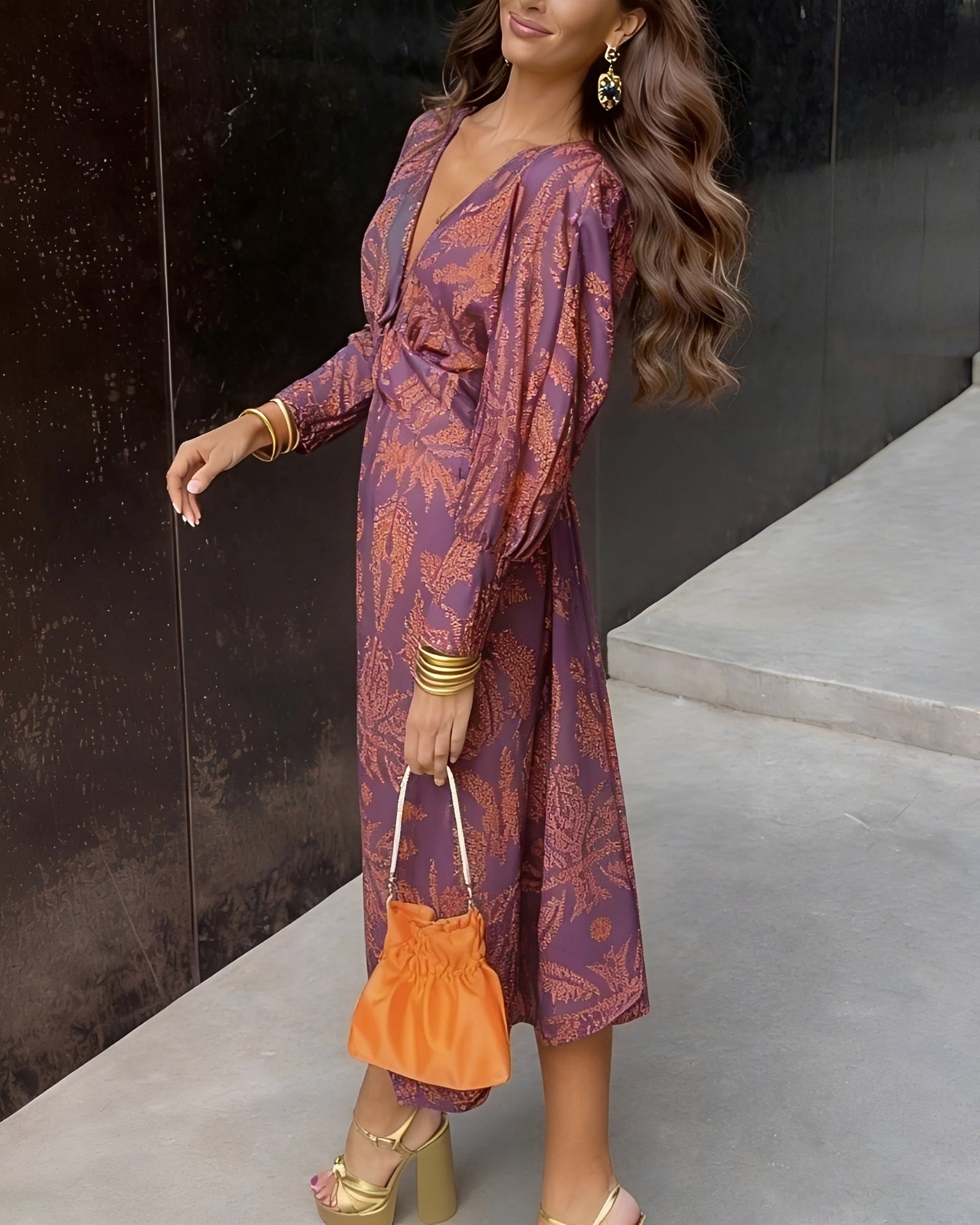 Yahya - Langes Midikleid mit markantem Muster