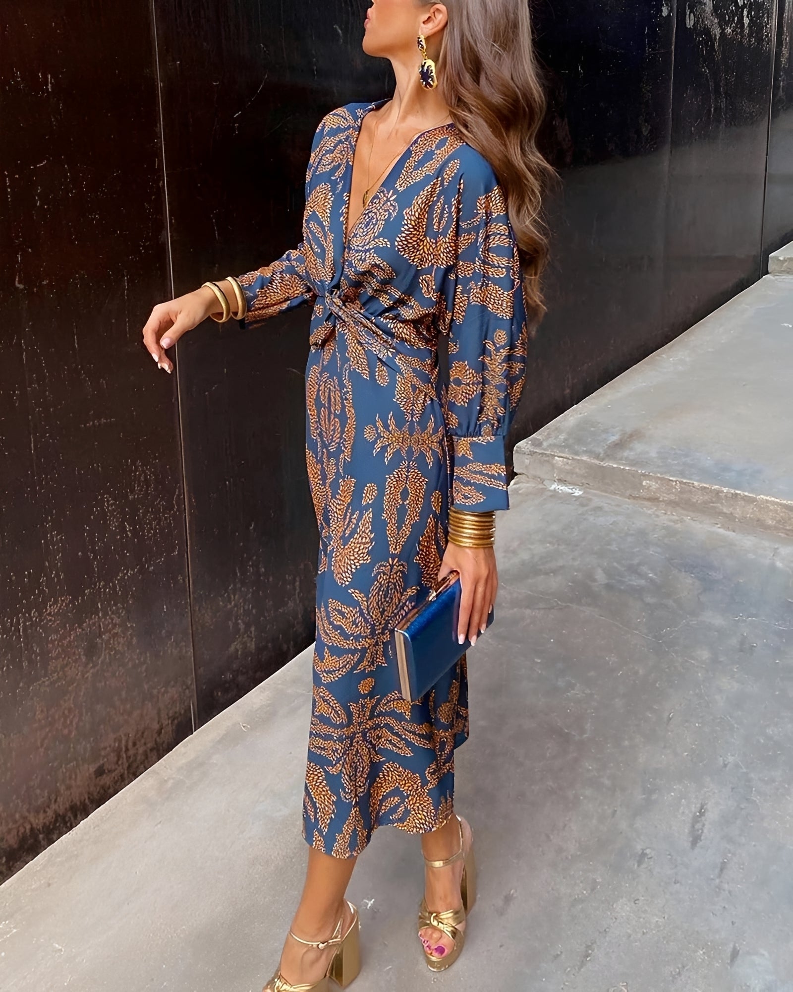 Yahya - Langes Midikleid mit markantem Muster