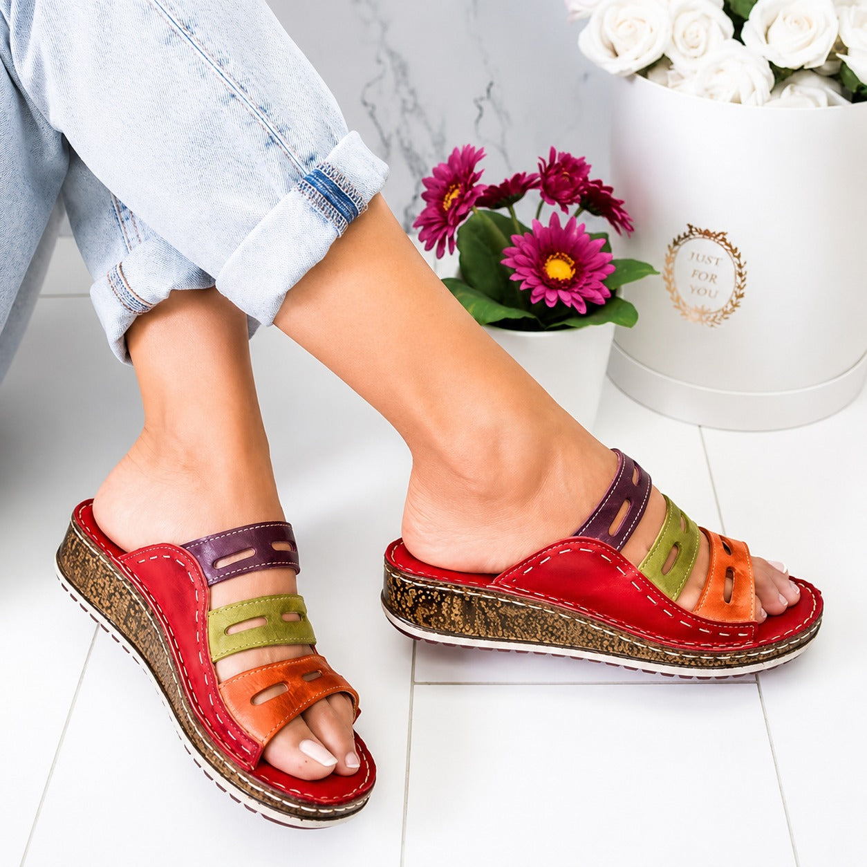 Christina - Farbenfrohe Freizeitsandalen