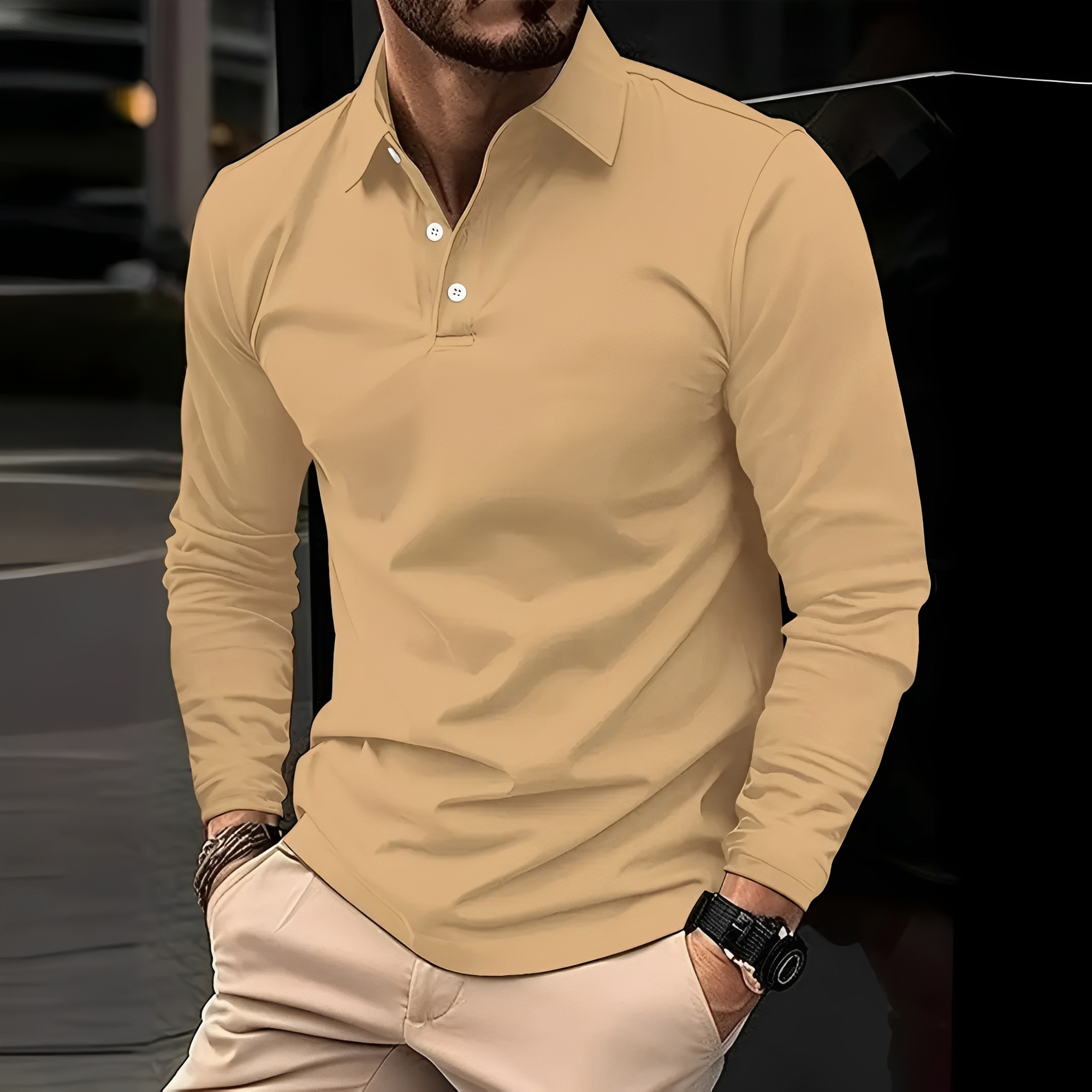 Conner – Herren-Poloshirt mit langen Ärmeln – Bequem & leger