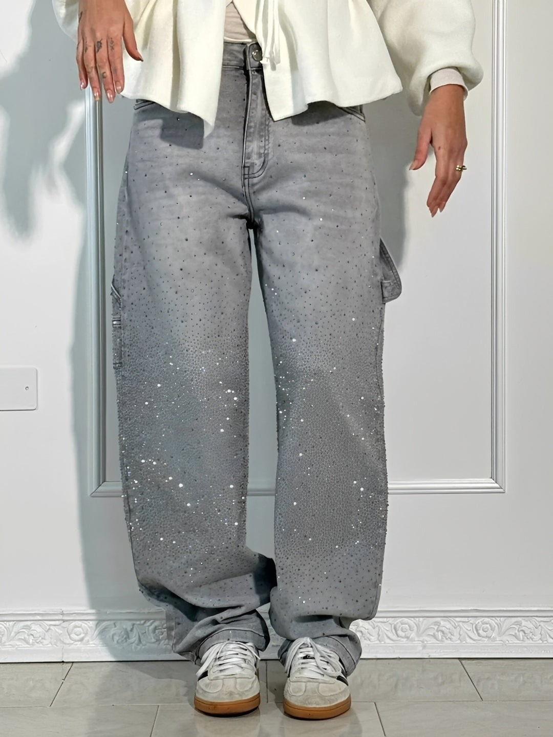 Sami - Modische Glitzer-Jeans mit weitem Bein