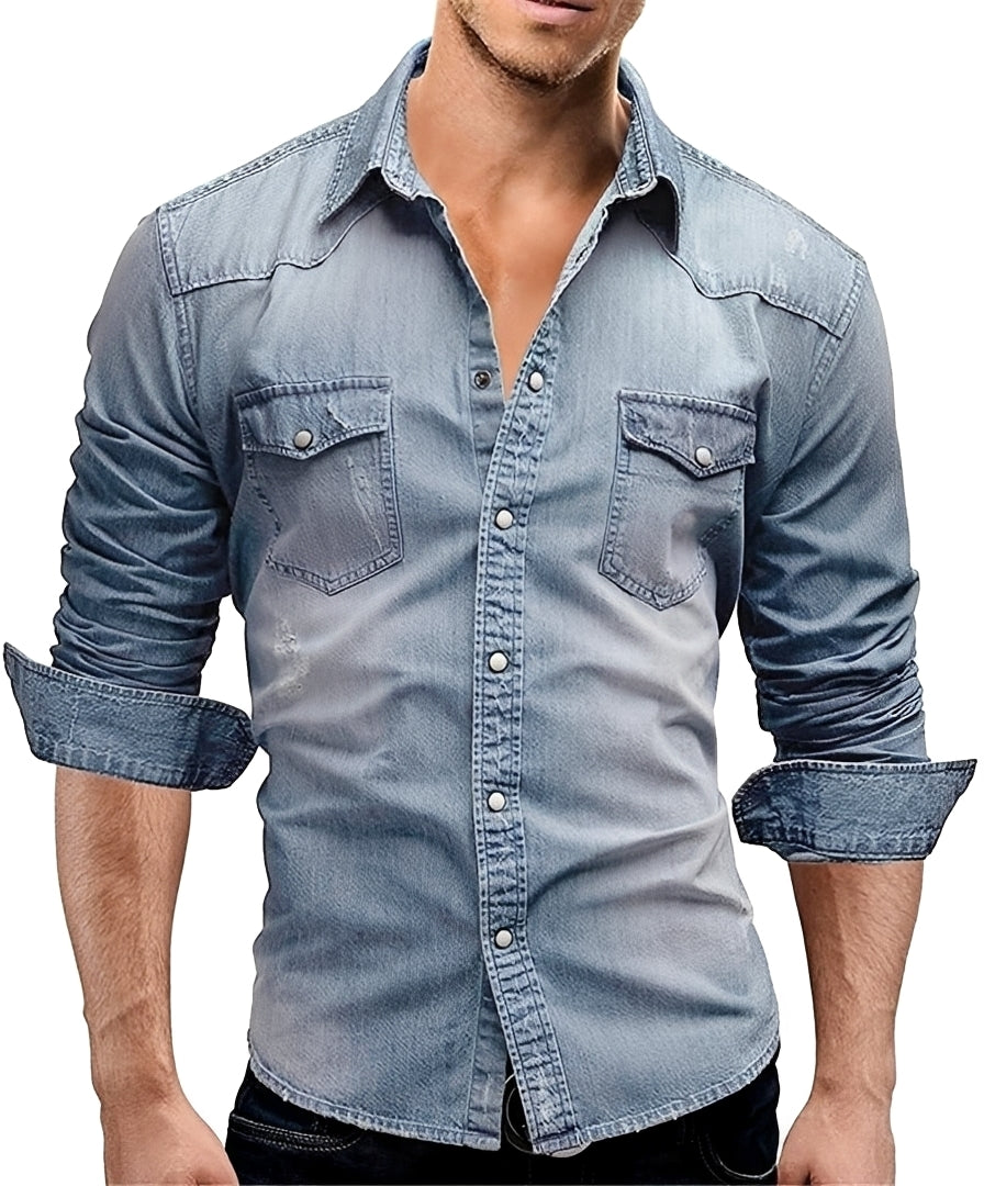 Arjun - Herren-Jeanshemd - Komfortables Langarmhemd