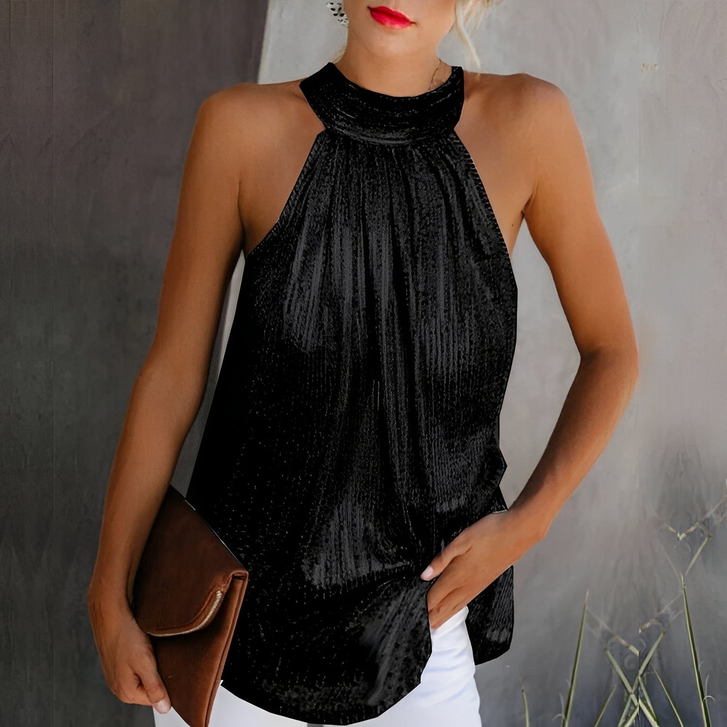 Loni - Strahlendes, schimmerndes Neckholder-Top