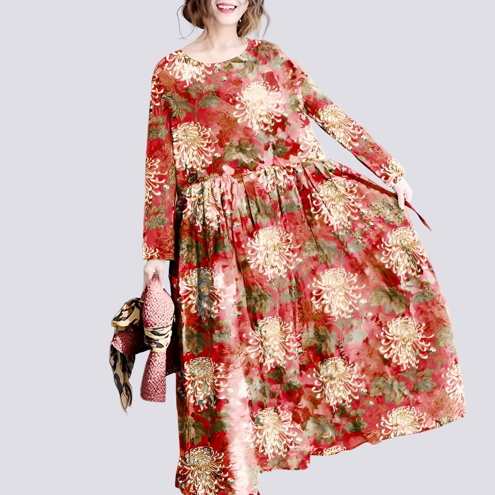 Terry - Elegantes Damen-Maxikleid mit blumigem Muster