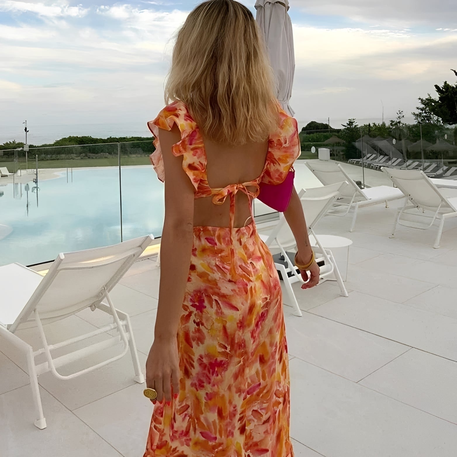 Lorraine - Elegantes langes Kleid mit floralem Muster