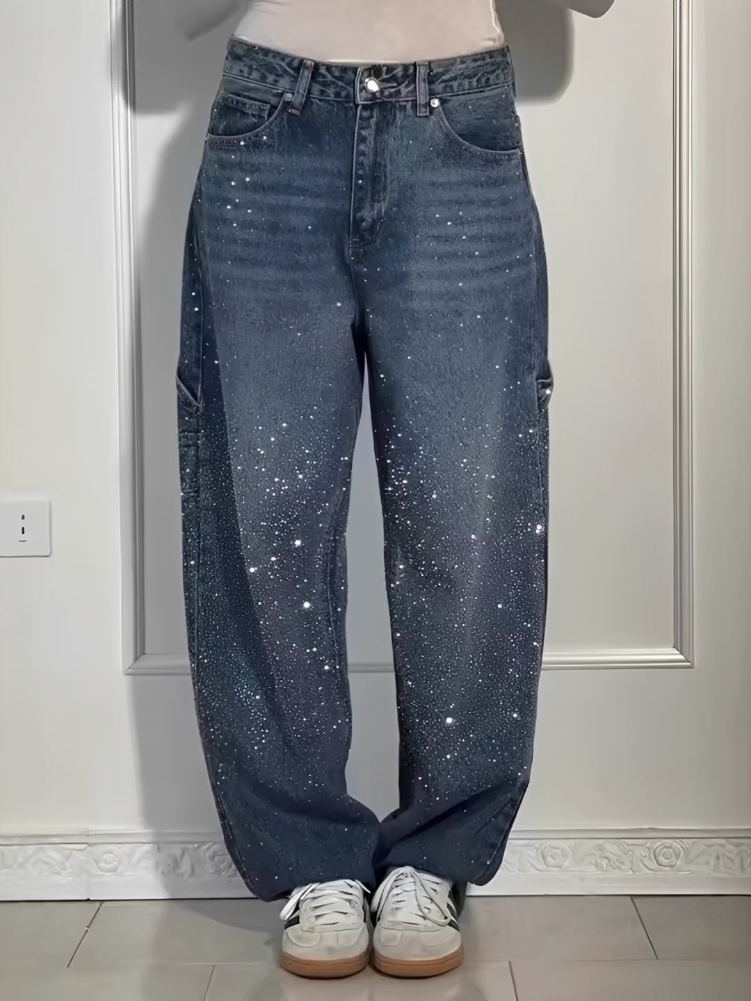 Sami - Modische Glitzer-Jeans mit weitem Bein