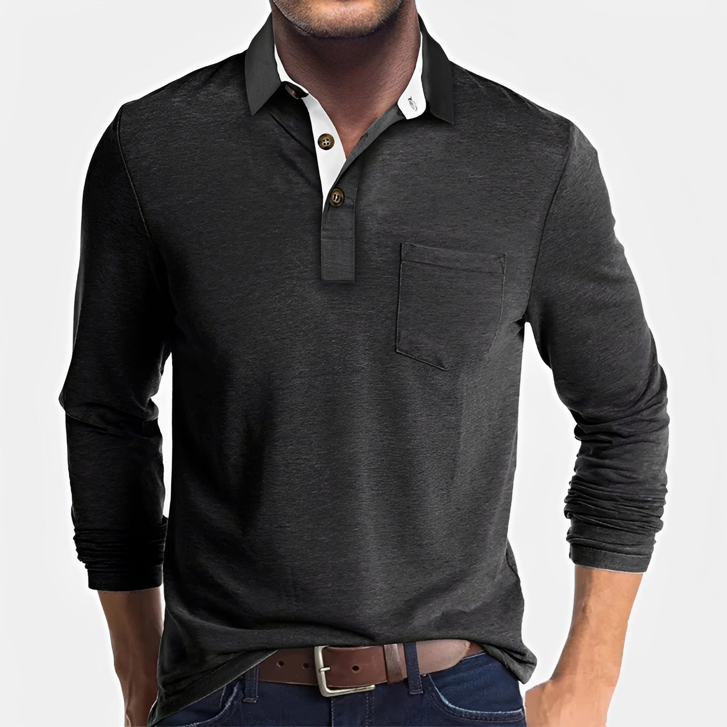Hardy - Angenehmes langärmeliges Poloshirt