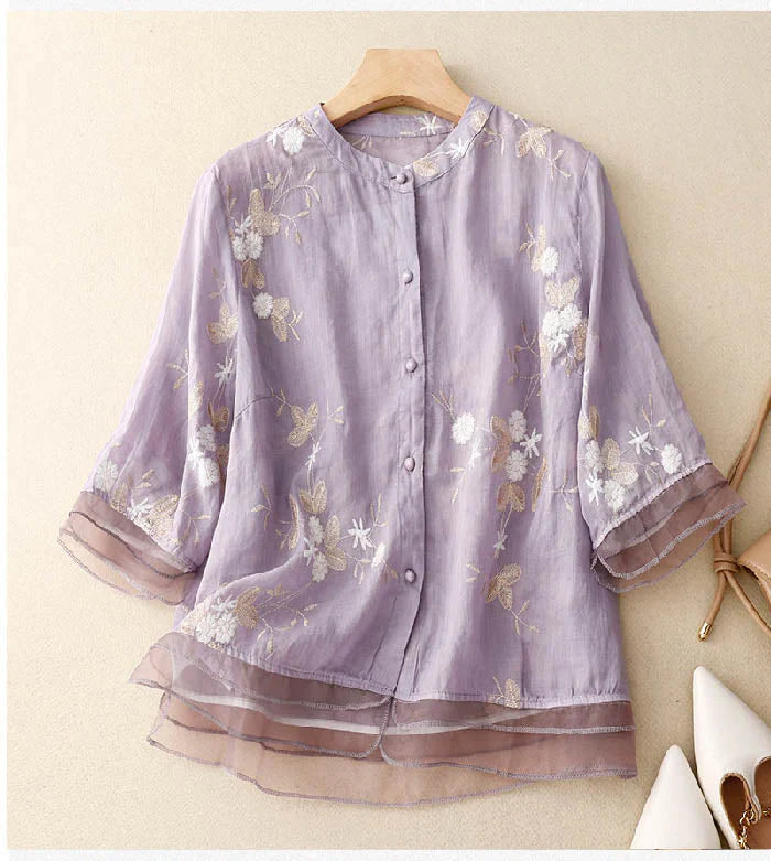 Kourtney – Stilvolle Damenbluse mit Stickereien