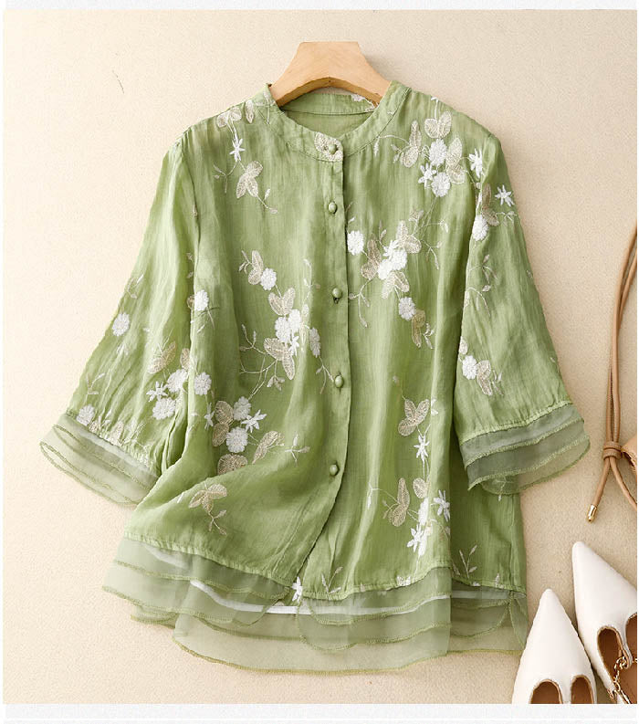 Kourtney – Stilvolle Damenbluse mit Stickereien